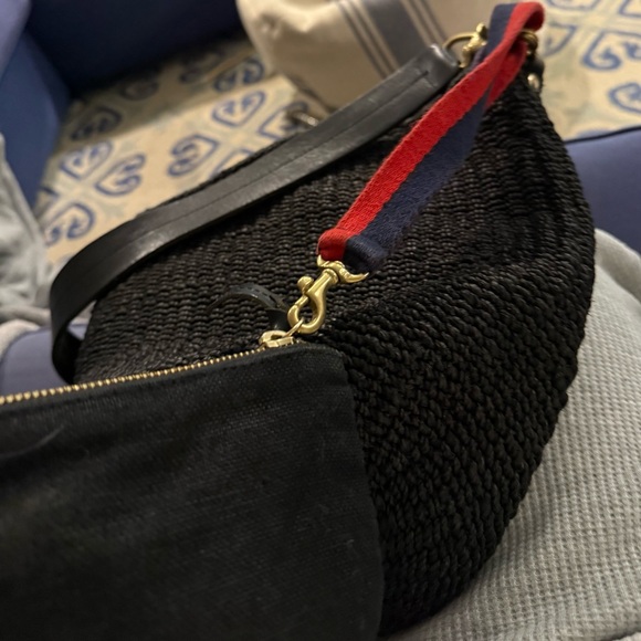 Clare V Black Woven Bag with Red and Blue Handles - Picture 12 of 15